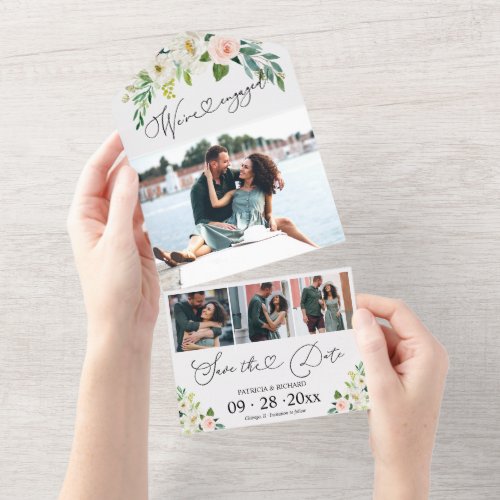 Floral Engagement Announcement And Save The Date