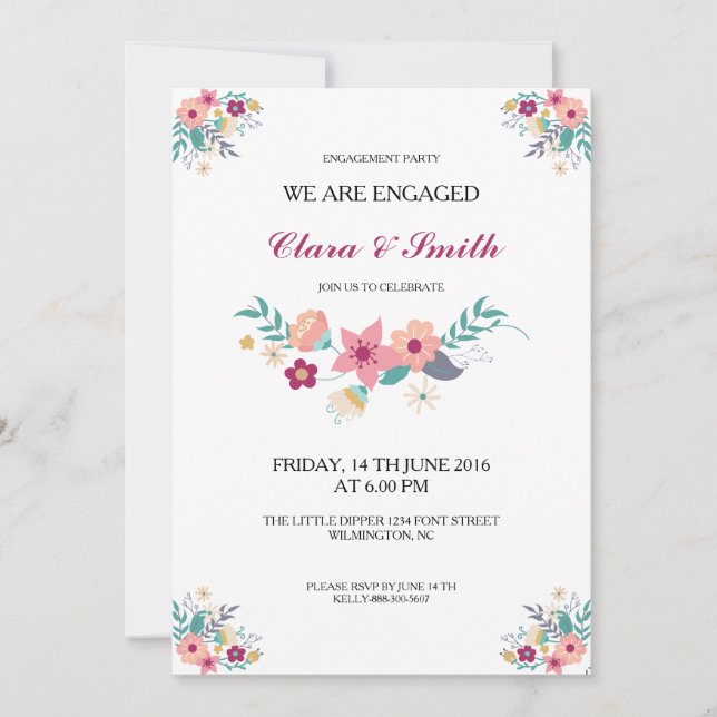Floral Engagement Party Invitation (Front)