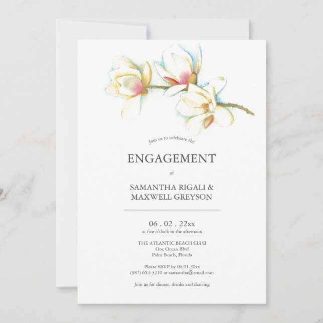 Floral Engagement Party Invitations Watercolor (Front)