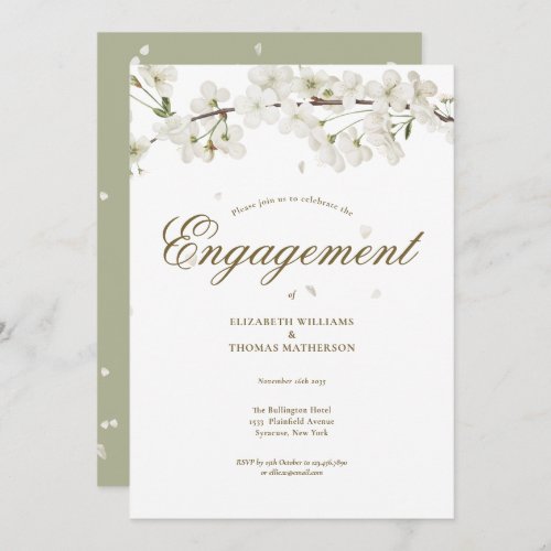  Floral Engagement Party White Blossom Invitation