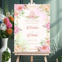 Floral Engagement, Ring Ceremony Welcome Sign for 