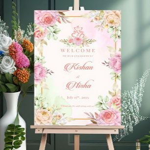 Floral Engagement, Ring Ceremony Welcome Sign for