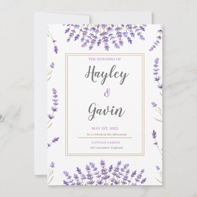 Floral English Country Wedding  Invitation (Front)