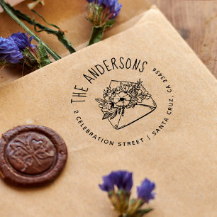 Floral Envelope   Custom Name & Return Address Self-inking Stamp