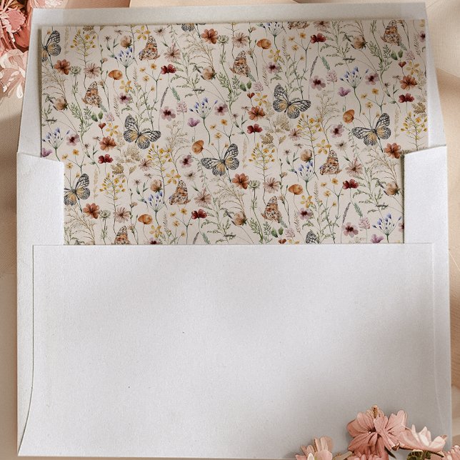 Floral Envelope Liner (Floral Envelope Liner with Butterflies by Painted Paperie
)