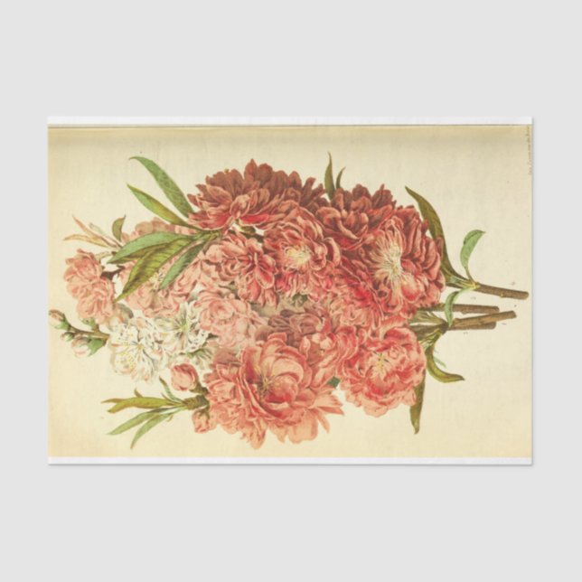 Floral Ephemera Decoupage Pink Tissue Paper (Front)