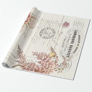 Floral Ephemera Decoupage Poster Wrapping Paper