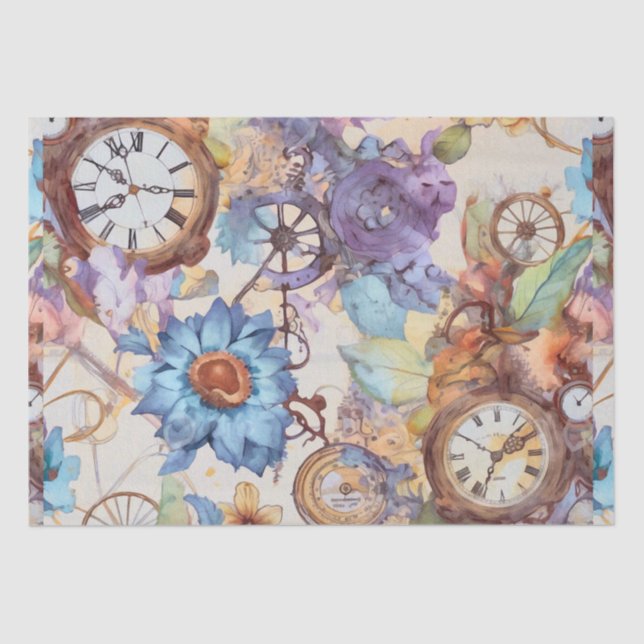 Floral Ephemera Steampunk decoupage Tissue Paper (Front)