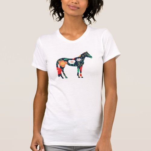 Floral Equine Silhouette T_Shirt