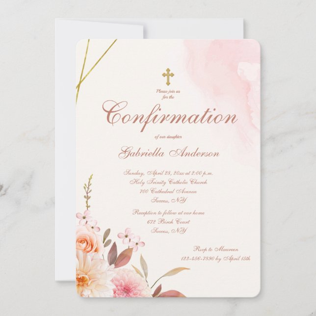 Floral Essence Religious Invitation (Front)
