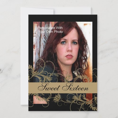 Floral Essence Sweet Sixteen Invitations / Gold