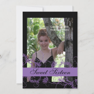 Floral Essence Sweet Sixteen Invitations / Purple