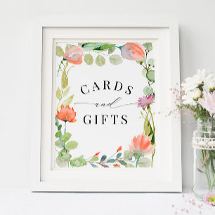 Floral Eucalyptus Bridal Shower Cards Gifts Sign