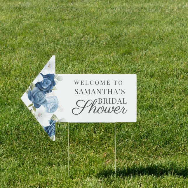Floral Eucalyptus Dusty Blue Bridal Shower Sign (Insitu)