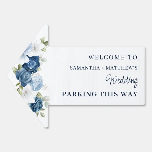 Floral Eucalyptus Dusty Blue Wedding Car Parking Sign