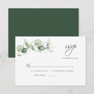 Floral Eucalyptus Foliage Script Wedding RSVP Note Card