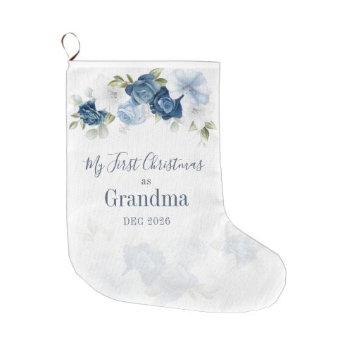 Floral Eucalyptus Grandparents 1st Christmas Large Christmas Stocking