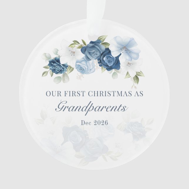 Floral Eucalyptus Grandparents 1st Christmas Ornament (Front)