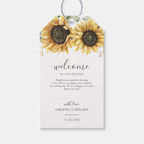 Floral Eucalyptus Greenery Sunflower Wedding Gift Tags