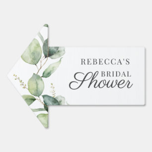 Floral Eucalyptus Leaves Script Bridal Shower Sign