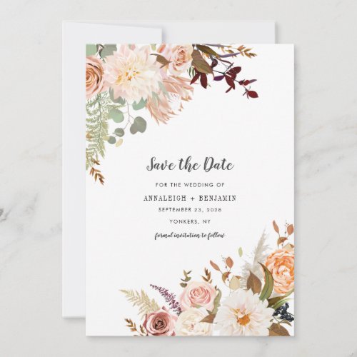 Floral Eucalyptus Pastel Flowers Save the Date
