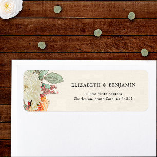 Floral Eucalyptus Rose Wedding RSVP Return Address Label