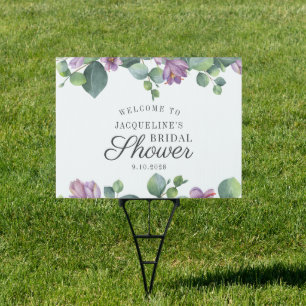 Floral Eucalyptus Script Bridal Shower Welcome Sign