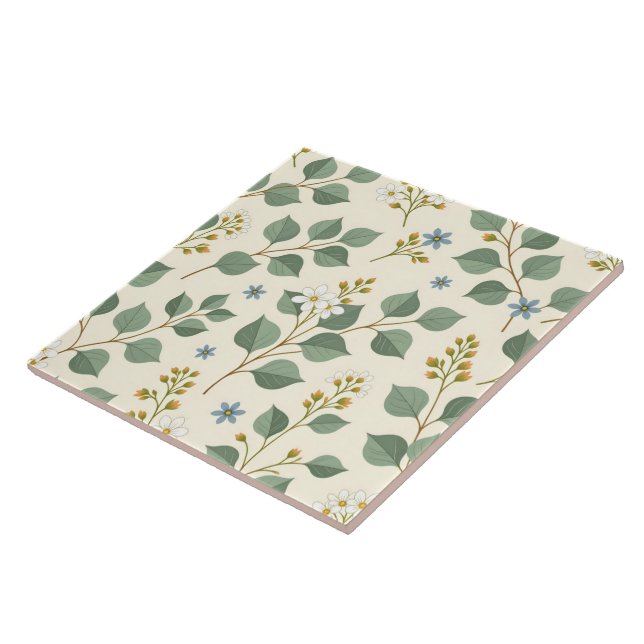 Floral eucalyptus seamless pattern ceramic tile (Side)