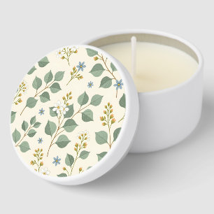 Floral eucalyptus seamless pattern mini candle favors