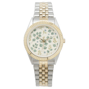 Floral eucalyptus seamless pattern watch