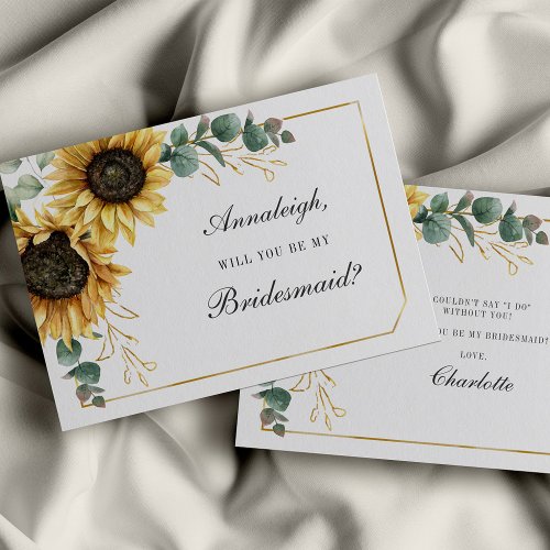 Floral Eucalyptus Sunflower Be My Bridesmaid