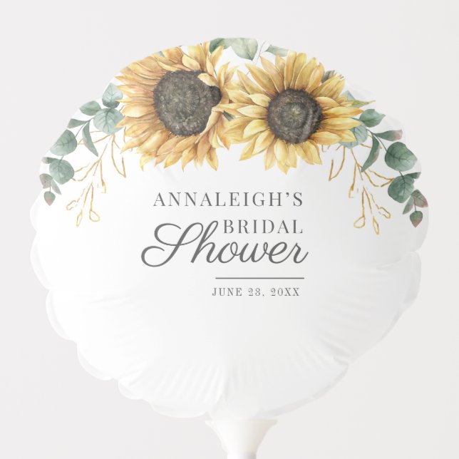 Floral Eucalyptus Sunflower Rustic Bridal Shower Balloon (Front)