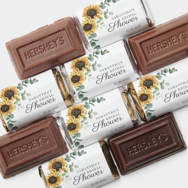 Floral Eucalyptus Sunflower Script Bridal Shower Hershey's Miniatures (Assorted)