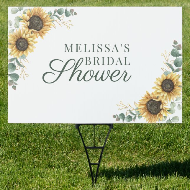 Floral Eucalyptus Sunflower Script Bridal Shower Sign (Insitu)