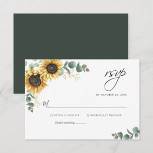 Floral Eucalyptus Sunflower Wedding RSVP Card