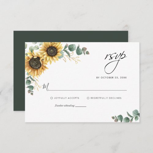 Floral Eucalyptus Sunflower Wedding RSVP Card