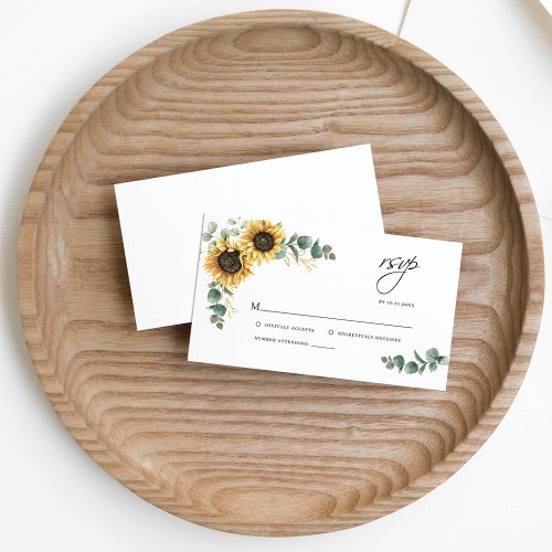 Floral Eucalyptus Sunflower Wedding RSVP Enclosure Card