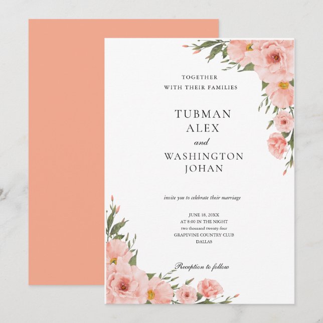 Floral Eucalyptus  Wedding Invitation (Front/Back)