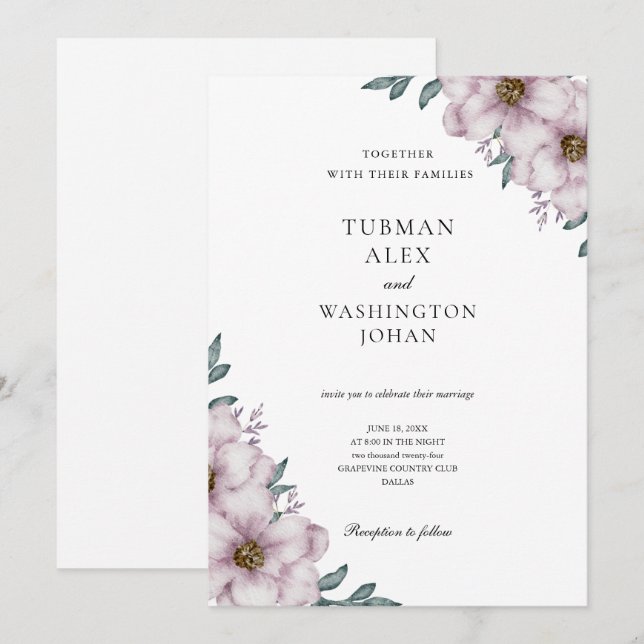 Floral Eucalyptus  Wedding Invitation (Front/Back)