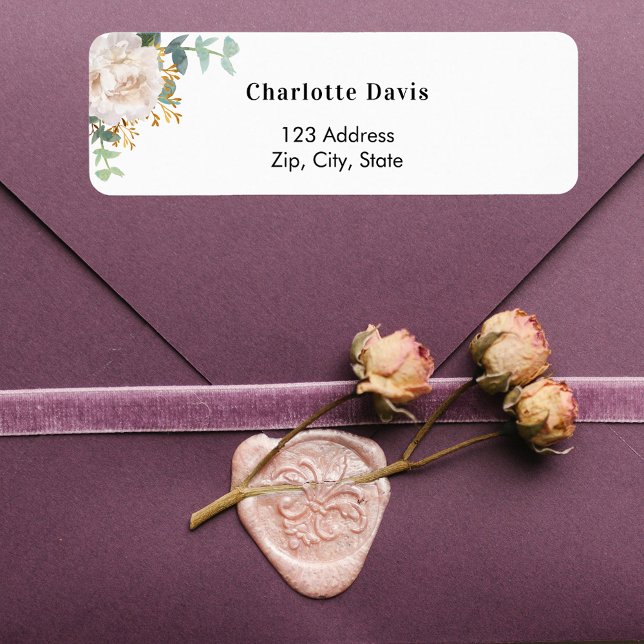 Floral eucalyptus white return address  label (Creator Uploaded)