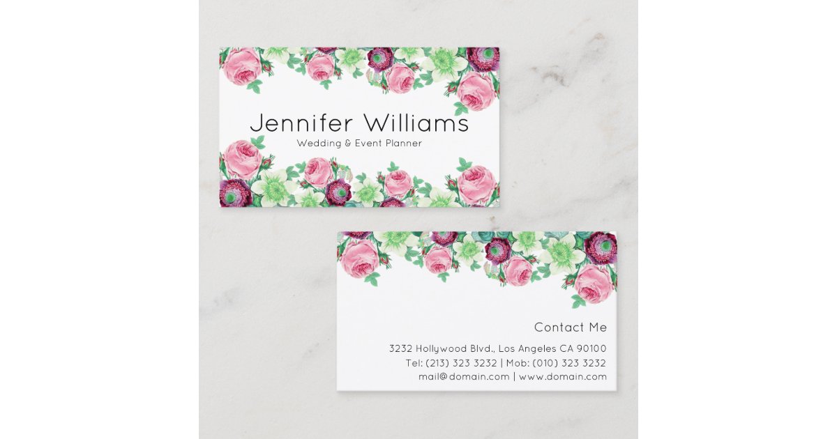 Floral Event Planner Business Card Zazzle