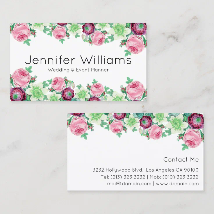 Floral Event Planner Business Card Zazzle