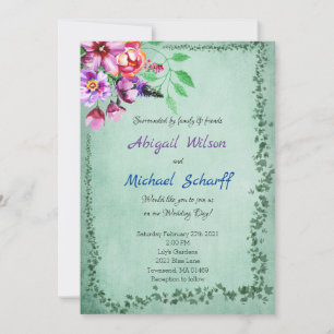 Floral Evergreen Wedding Invitations