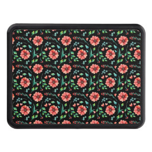 Floral Exotic Flowers and leaves Pattern-45654 Hitch Cover