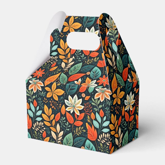 Floral Exotic Flowers Pattern Favor Boxes (Front Side)