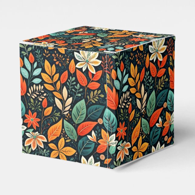 Floral Exotic Flowers Pattern Favor Boxes (Front Side)