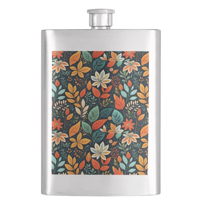 Floral Exotic Flowers Pattern Flask (Front)