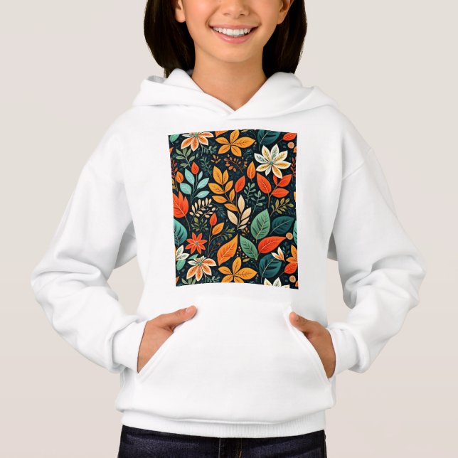 Floral Exotic Flowers Pattern Hoodie (Front)