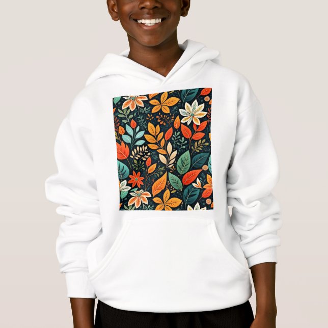 Floral Exotic Flowers Pattern Hoodie (Front)
