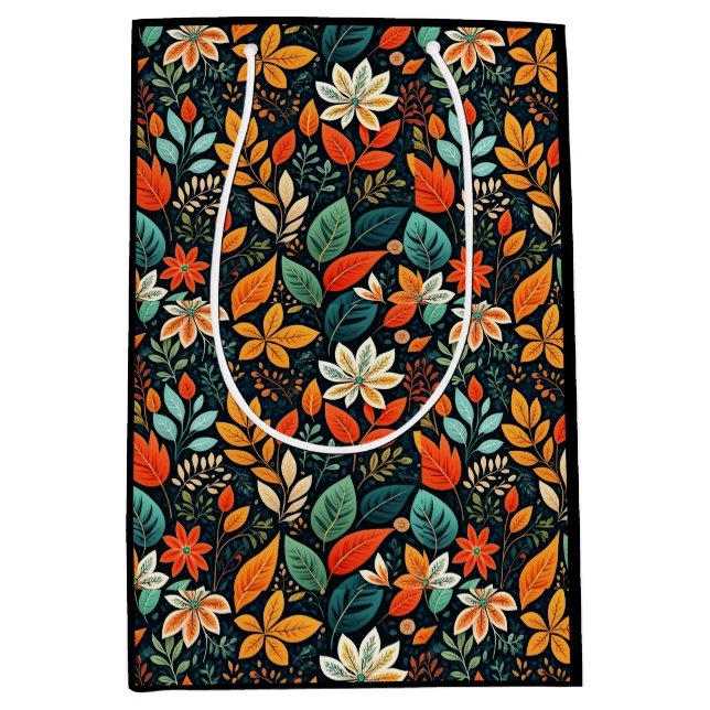 Floral Exotic Flowers Pattern Medium Gift Bag (Front)